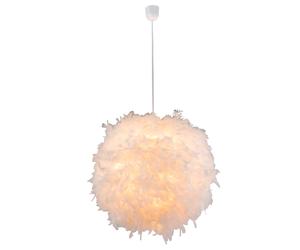 Suspension suspension lampe suspension lampe plume lampe chambre salon, textile plumes blanches, 1x douille E27, DxH 60x130 cm