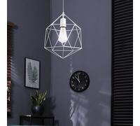 Suspension suspension métal blanc salon rétro lampe plafonnier design cage, forme grille, 1x E27, PxH 33x100 cm