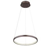 Suspension suspension plafonnier salle à manger lampe de salon, métal opale en plastique couleur café, réglable en hauteur, 1x LED 19W 980Lm 3000K blanc chaud, H 120 cm