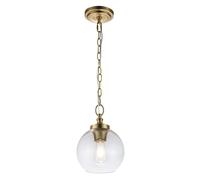 Suspension suspension suspension boule lumineuse verre acier laiton H 30,8cm