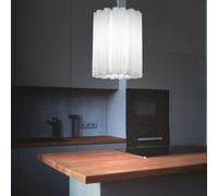 Suspension suspension suspension suspension plafonnier éclairage salon, plastique, blanc, abat-jour ondulé, 1x E27, DxH: 27x35 cm