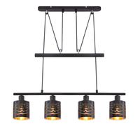 Suspension table à manger suspension moderne réglable en hauteur lampe de table à manger réglable en hauteur, 4 flammes or noir, 4x E14, LxH 70 x 100-180 cm