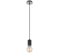 Suspension table à manger suspension suspension à 1 ampoule noire suspension bois table à manger réglable en hauteur, métal, 1x douille E27, DxH 12x160 cm
