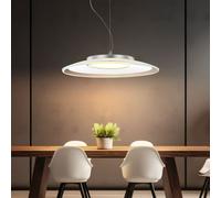 Suspension Table En Lampe Suspendue LED Anneau Argent Blanc Chaud 1 Feux 125 CM