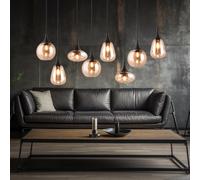 Suspension Table En Lampe Suspendue Rétro Verre Lampe de Salon Ambre H