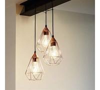 Suspension Tarbes 3 lampes aluminium finition cuivre Noir G