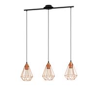 Eglo Suspension barre Tarbes 3 lumières L79 cm acier finition cuivre/noir