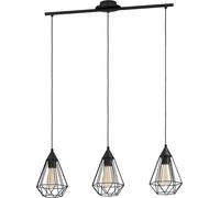 Suspension Tarbes Noir Vintage,Lampe Suspendue De Salle À Manger À 3 Flammes Au Look Étro,Lampe Pendante En Acier,Lustre Avec Douille E27