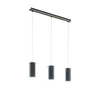 Suspension TEXTIL E27 3X16W en acier nickel mat 820x120x1100mm