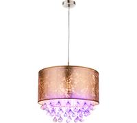 Suspension textile or suspension cristaux salle à manger salon lampe pendule, aspect feuille d'or, contrôle app CCT, 1x Smart RGB LED 10W 806Lm, DxH 40x140 cm