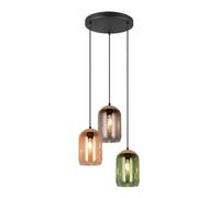 Suspension Trio Lighting Cork 3xE27 max 10W Green Amber and Smoke - 364630317