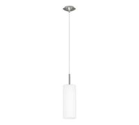 Eglo Lustre TROY 3 – 1 flamme, acier nickel mat, verre blanc satiné, douille E27, Ø 10,5 cm
