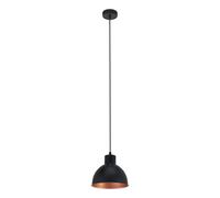Suspension TRURO 1 E27 1X60W en acier noir et cuivre D210mm