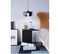 Suspension noire lampe de salon suspension moderne suspension noire ronde, acier noir, 1x douille E27, PxH 25x110 cm