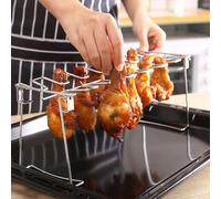 Suspension Verticale pour Barbecue en Acier Inoxydable 14 Fentes, Support pour Ailes et Cuisses de Poulet, Fumoir, Outil de Rôtisserie, Étagère