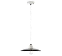 Suspension Vintage En Céramique Métal D: 25 Cm Blanc Noir E27