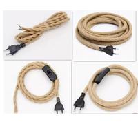 Suspension vintage en chanvre avec interrupteur marche/arrêt, prise UE, décoration d'éclairage, design rétro, 2m, 3m B 3meter