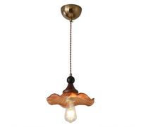 Suspension Vintage en Verre ambré à pétales, Style Rustique rétro, avec Support en Bois, Hauteur réglable, luminaire pour Chambre à Coucher, Salle à Manger, Coin café