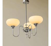 Suspension vintage en verre beige 3/5 lumières, plafonnier de salle à manger en chrome antique français, suspension de salon de style ferme nordique, suspension d'îlot de cuisine pour chambre à couche
