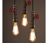 Suspension vintage industrielle en métal Steampunk - Lampe suspendue en fer - Lampe suspendue rétro E27 (sans ampoule) - 2 lustres