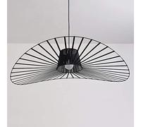 Suspension Vintage Light Salon LED Vertigo Lampe Luminaire Pendentif (Light Height Adjustable) Lumières en Fibre De Verre/Polyuréthane De Chapeau Lustre E27 pour Abat-Jour Restaurant Black 80CM