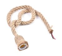 Suspension Vintage,Lustre Corde Chanvre, E27 Base Plafonnier Lofts Cordon Câble Lustre Suspendu Sans Ampoule Tête Simple/Double(1m-tête simple)