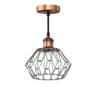 Suspension vintage RETRA bronze Douille E27 Abat-jour en cage pliable