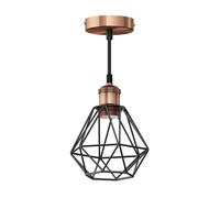Suspension vintage RETRA bronze Douille E27 Abat-jour en forme de cage