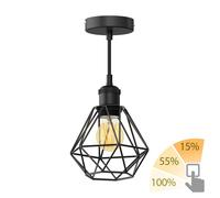Suspension vintage RETRA noir abat-jour en forme de cage + ampoule LED or max.