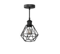 Suspension vintage RETRA noir abat-jour en forme de cage + lampe LED 370lm