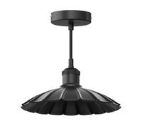Suspension vintage RETRA noir Douille E27 Abat-jour avec bord ondulé