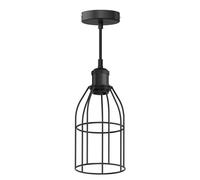 Suspension vintage RETRA noir douille E27 abat-jour cage 122mm Ø