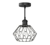 Suspension vintage RETRA noir Douille E27 Abat-jour en cage pliable