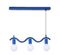 Suspension Wama - Box and beyond - 3 Lampes - Métal Bleu - Longueur 56,5 cm - Douille E27 - Salon, Salle à Manger, Cuisine