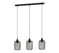 Suspension WRINGTON E27 3X60W en acier noir 740x150x1100mm