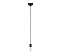 Eglo Suspension douille Yorth, lustre minimaliste pour chambre, salon et salle à manger, lampe de plafond suspendue en métal nickel néro et noir, E27