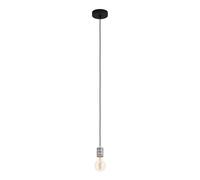Suspension YORTH E27 1X40W en acier noir et argent D50mm