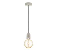 Eglo Suspension Yorth, lampe suspendue vintage 1 flamme, style industriel, suspension en acier gris, câble noir et blanc, lampe pour table à manger, lampe de salon suspendue avec douille E27