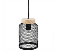 Suspension Zely Ø 15 cm - Bois et Métal Noir