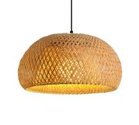 Suspension Zen Nid D'Oiseau En Bambou Pour Salle À Manger, Tissée À La Main,Créative En Rotin, Douille E27 -S En Osier Naturel Pour Salle À Manger, Cuisine, Îlot, Table de Billard/38 Cm/A