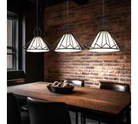 Lampe suspendue lampe de salon lampe de salle à manger lampe de cuisine lampe de couloir, 3 ampoules, métal textile noir blanc, E27, L 120 cm