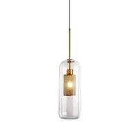 Suspensions d'éclairage Intérieur Lampe à suspension en maille de fer industrielle rétro, abat-jour en verre transparent, lustre d'îlot de cuisine, lampe suspendue en hauteur réglable, chambre d'hôtel