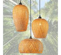 Suspensions D'éclairage Intérieur Lustre Rétro En Bambou Rotin Osier Lustre Rotin Suspension Osier Réglable En Hauteur Lumières Cuisine Du Restaurant Chambre Salon Café suspension 3 ampoules， E27*3