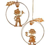 Suspensions décoratives aspect rouille Décoration automnale Anneaux métalliques Ø13cm Set de 4 pièces Vintage Enfants