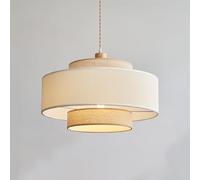 Suspensions E27, Luminaires Suspendus de Style Campagnard de 50 Cm (19,7 Po), Suspensions Tambour Avec Abat-Jour En Tissu, Pour Îlot de Cuisine, Chambre, Véranda Ou Salon.