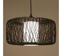 Suspensions En Bambou Style Chinois Ajouré Noir Antique, Lampe Créative En Bambou Tressé À La Main, Luminaire Rustique En Rotin Tressé Pour Salon, Salle À Manger, Bar/Sombre/60 Cm