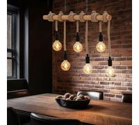 Suspensions Holzleuchte Lampe Salle à Manger Bâton 6x E27 Chanvre Hauteur