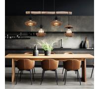 Suspensions Holzleuchte Lumière pour Salle à Manger 4 à Flammes Noir H 120 CM