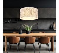 Lampe suspendue lampe parapluie lampe de salle à manger lampe suspension, abat-jour textile à motifs bleu gris noir, douille E27 réglable en hauteur, DxH 40x150cm