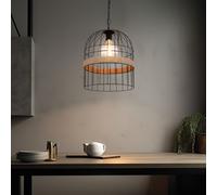 Lampe à suspension lampe à suspension corde de chanvre lampe à suspension salon aspect grille métallique, brun noir, 1x douille E27, DxH 35x140 cm